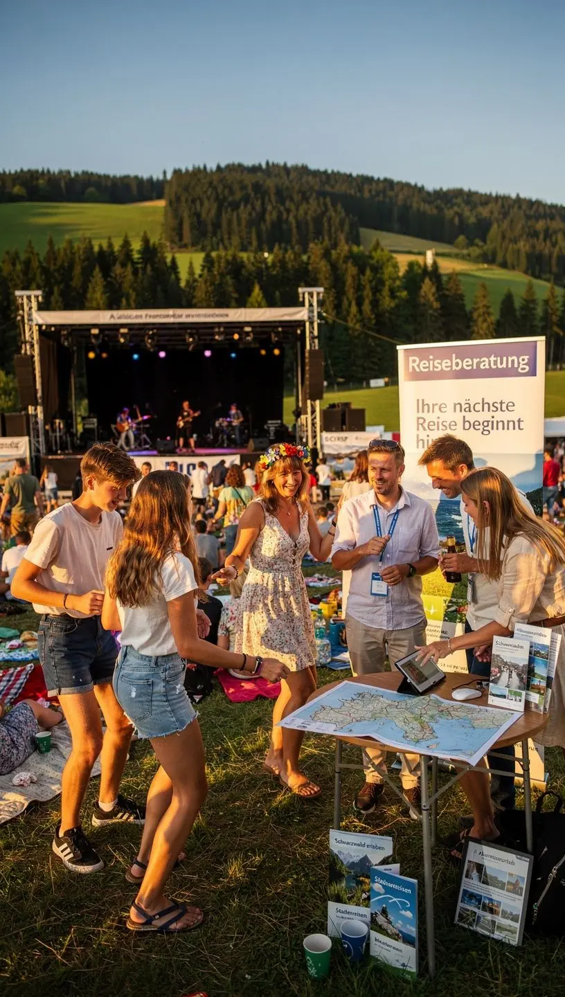 Transportfahrzeug bringt Reisende sicher zu einem deutschen Kulturfestival nahe historischer Sehenswürdigkeiten.